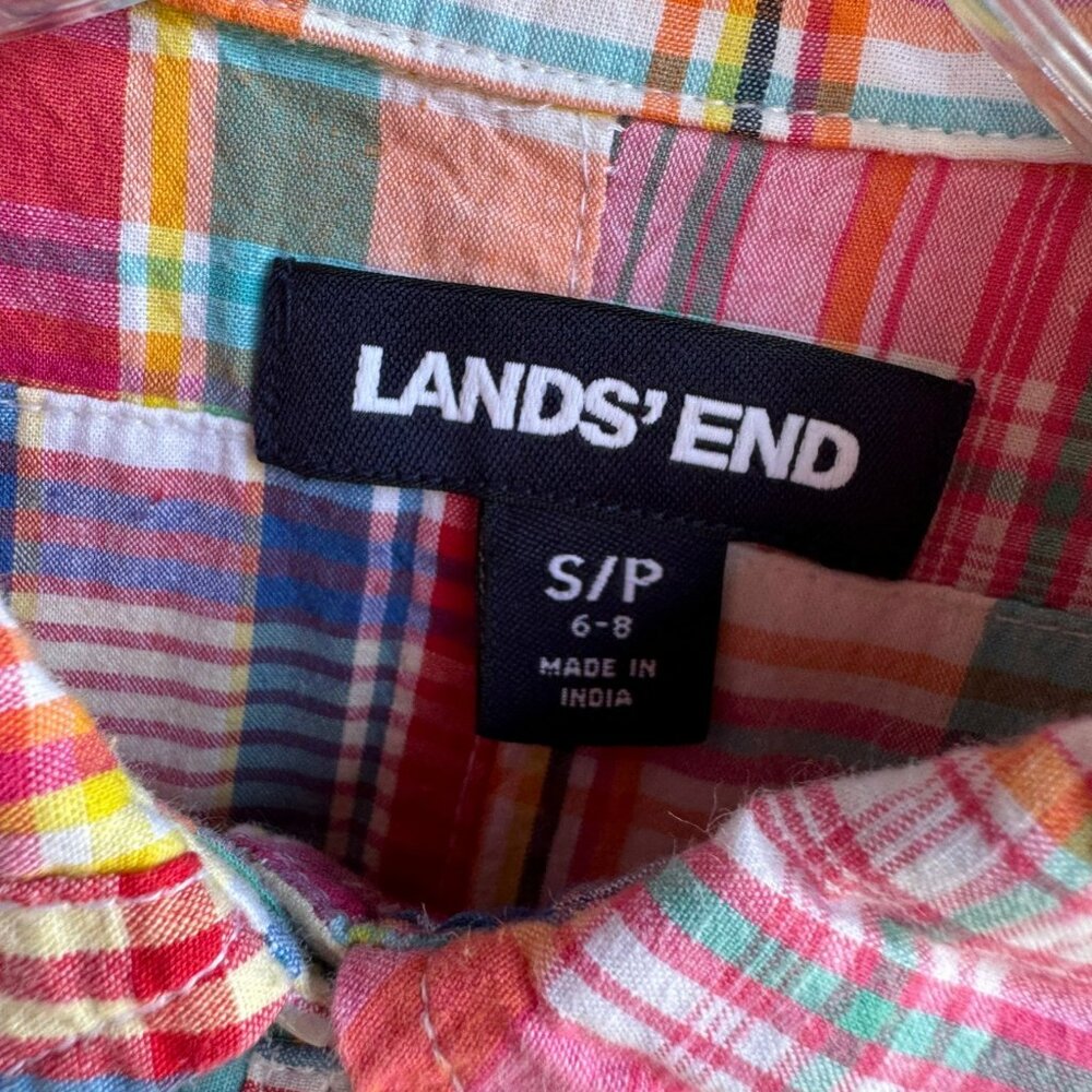 Lands' End Long Sleeve Button Up Patchwork 100% C… - image 3